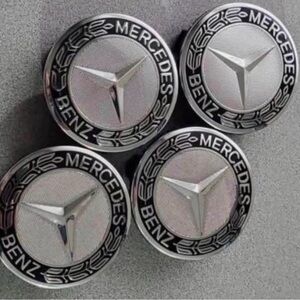 75mm Silver and Black Wheel Center Caps